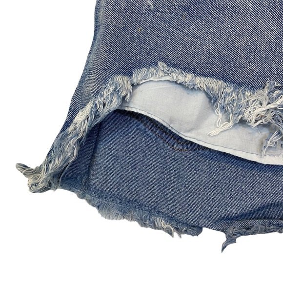 Signature 8 High Waist Light Wash Distressed Denim Jean Shorts - Picture 2 of 8